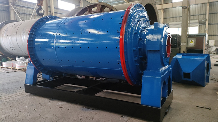 A blue ball mill in a factory workshop A blue ball mill in a factory workshop