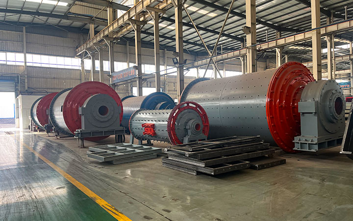 A blue ball mill in a factory workshop A blue ball mill in a factory workshop