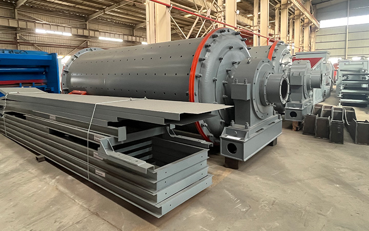 A blue ball mill in a factory workshop A blue ball mill in a factory workshop