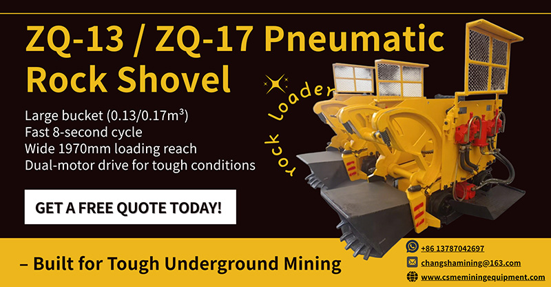 A cinematic view looking down a narrow, low-height underground mine drift, illuminated by a helmet headlamp.