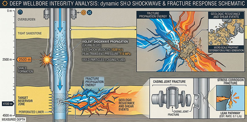 Cross-section diagram showing irreversible oil well damage with trapped crude oil in desert underground rock formations.