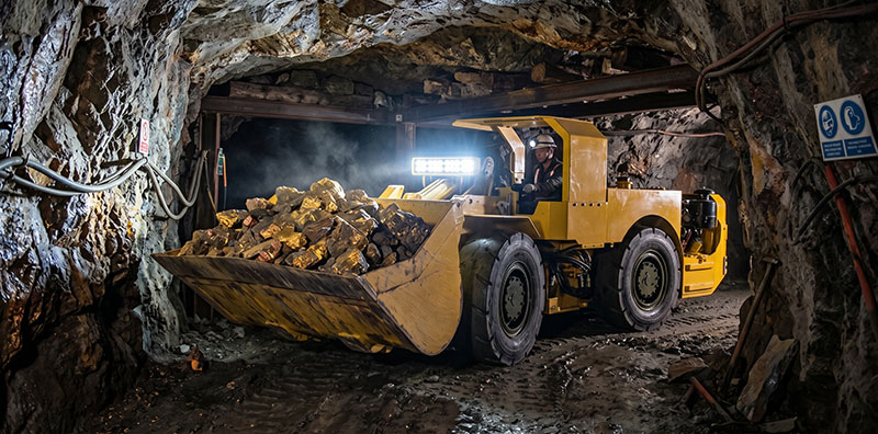 Side-by-side comparison of a 5-ton wheel loader operating in an open pit versus a WJ-3A LHD operating in an underground mine tunnel, highlighting differences in ground clearance and machine profile for mining equipment selection. Side-by-side comparison of a 5-ton wheel loader operating in an open pit versus a WJ-3A LHD operating in an underground mine tunnel, highlighting differences in ground clearance and machine profile for mining equipment selection.