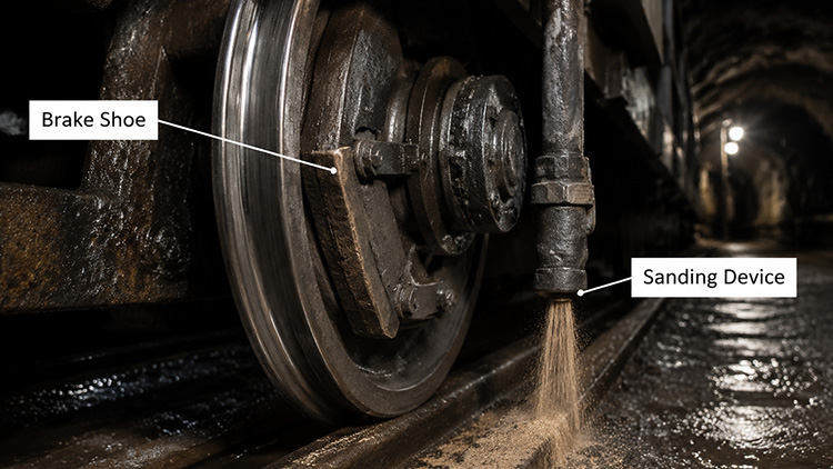 Explosion-proof lithium battery mining locomotive operating in an underground coal mine tunnel with dramatic lighting. Explosion-proof lithium battery mining locomotive operating in an underground coal mine tunnel with dramatic lighting.
