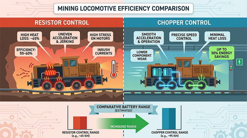 Chopper control unit for mining locomotives on a workbench with blurred underground mining tunnel background. Chopper control unit for mining locomotives on a workbench with blurred underground mining tunnel background.