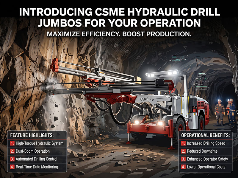 Heavy-duty yellow mining machinery drills into a dark, spark-filled underground tunnel in a modern deep mine.